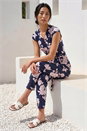 Navy  Petite Floral Jumpsuit, Image 2 of 4