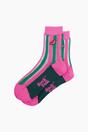 Multi Watermelon Stripes Combed Cotton Sheer Pop Socks in Pink, Image 3 of 4