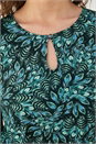 Blue Petite Printed Shirred Band Top, Image 4 of 4