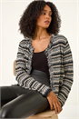 Black Linear Textured Cardigan, Image 1 of 5