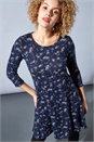 Navy  Floral Print Swing Dress, Image 4 of 4