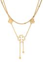 Gold Diva Double Layered Floral Tassel Chain Necklace, Image 1 of 5