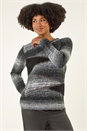Black Colour Block Knit Jumper, Image 1 of 5