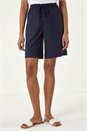 Navy  Drawcord Detail Pocket Stretch Shorts, Image 4 of 5