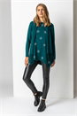 Teal Star Print Knitted Tunic Top with Tassel Scarf, Image 3 of 5