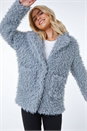 Grey Fluffy Textured Coat, Image 1 of 5