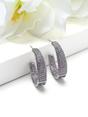 Silver Pavé Tapered Hoop Earrings, Image 3 of 3
