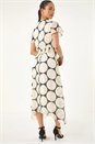 Black Petite Spot Print Twist Front Dress, Image 3 of 5