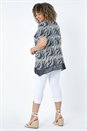 Black Curve Wave Print Chiffon Hem Tunic Top, Image 1 of 5