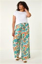 Blue Curve Abstract Print Trousers, Image 1 of 5