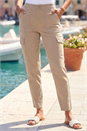Natural  Casual Elastic Waist Cropped Cargo Trousers, Image 2 of 4