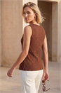 Chocolate Buttoned Stretch Blouse , Image 3 of 4
