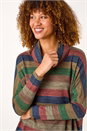 Blue Relaxed Stripe Cowl Neck Tunic Top, Image 4 of 5
