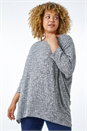 Grey Curve Ribbed Stretch Jersey Top, Image 1 of 5