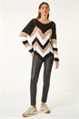 Black Chevron Colour Block Jumper, Image 2 of 5