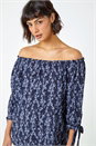 Navy Ditsy Floral Print Bardot Top, Image 4 of 5