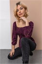 Plum Shirred Peplum Animal Top , Image 5 of 5