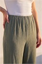 KHAKI Petite Wide Leg Textured Trouser, Image 4 of 4