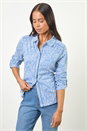 Blue Petite Abstract Spot Jersey Shirt, Image 6 of 7