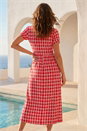 Red Petite Geometric Spot Pocket Midi Dress, Image 3 of 4