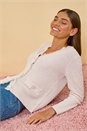 Light Pink Fringe Button Knit Cardigan, Image 6 of 7