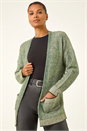 Green Soft Knit Pocket Cardigan, Image 4 of 5
