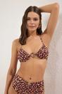Multi WOVCOR Multi Leopard Print V Wire Padded Balconette Bikini Top with Halterneck, Image 1 of 5
