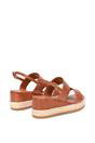 Tan XY LONDON Tan 'Ally' Low Heel Platform Wedge Espadrill Slingback Sandals, Image 4 of 5