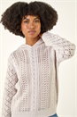 Cream  Hooded Cable Knit Jumper, Image 4 of 5