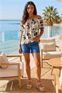 Black Mono Print Bardot Top, Image 2 of 4