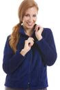 Navy Camille Lingerie Navy Zip Front Soft Textured Fleece Bed Jacket, Image 1 of 5
