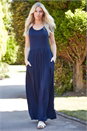 Navy  Gathered Skirt Maxi Dress, Image 4 of 5