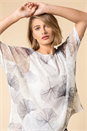 Grey Mesh Overlay Leaf Print Top, Image 1 of 4