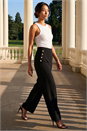 Black Petite Button Side Trousers, Image 1 of 4