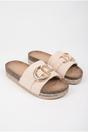 Beige iKrush Beige Mia Womens Embellished Cork Platform Sliders, Image 4 of 4