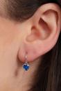 Blue Sterling Silver CZ Heart Huggie Hoops, Image 2 of 2