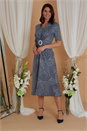 Navy  Julianna Swirl Print Buckle Wrap Dress, Image 3 of 4