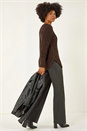 Chocolate Curved Hem Stitch Knit Jumper, Image 3 of 6