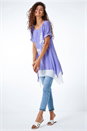 Purple Bird Print Asymmetric Tunic Top, Image 1 of 5