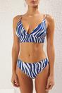 Multi Zebra Pattern Triangle Adjustable Strap Bikini Top, Image 1 of 3