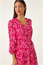 Pink Heart Print Midi Dress, Image 6 of 7