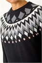 Black Geometric Print Knitted Shift Dress, Image 5 of 5