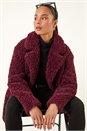 Wine Petite Teddy Longline Coat, Image 2 of 6