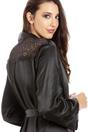 Black Camille Lingerie Black Full Length Long Sleeve Plain Satin Wrap, Image 5 of 5