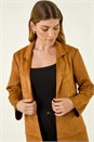 Tan Faux Suede Longline Jacket, Image 4 of 5
