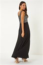Silver Contrast Sequin Bodice Maxi Dress, Image 1 of 5