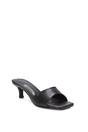 Black XY LONDON Black 'Pearl' Square Toe Stiletto Kitten Heel Mule Sandals, Image 2 of 6