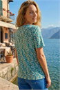 Teal Ikat Print Stretch T-Shirt, Image 3 of 4