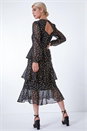Black Tiered Metallic Spot Print Maxi Dress, Image 3 of 5