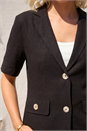 Black Petite Linen Blend Buttoned Jacket, Image 4 of 4